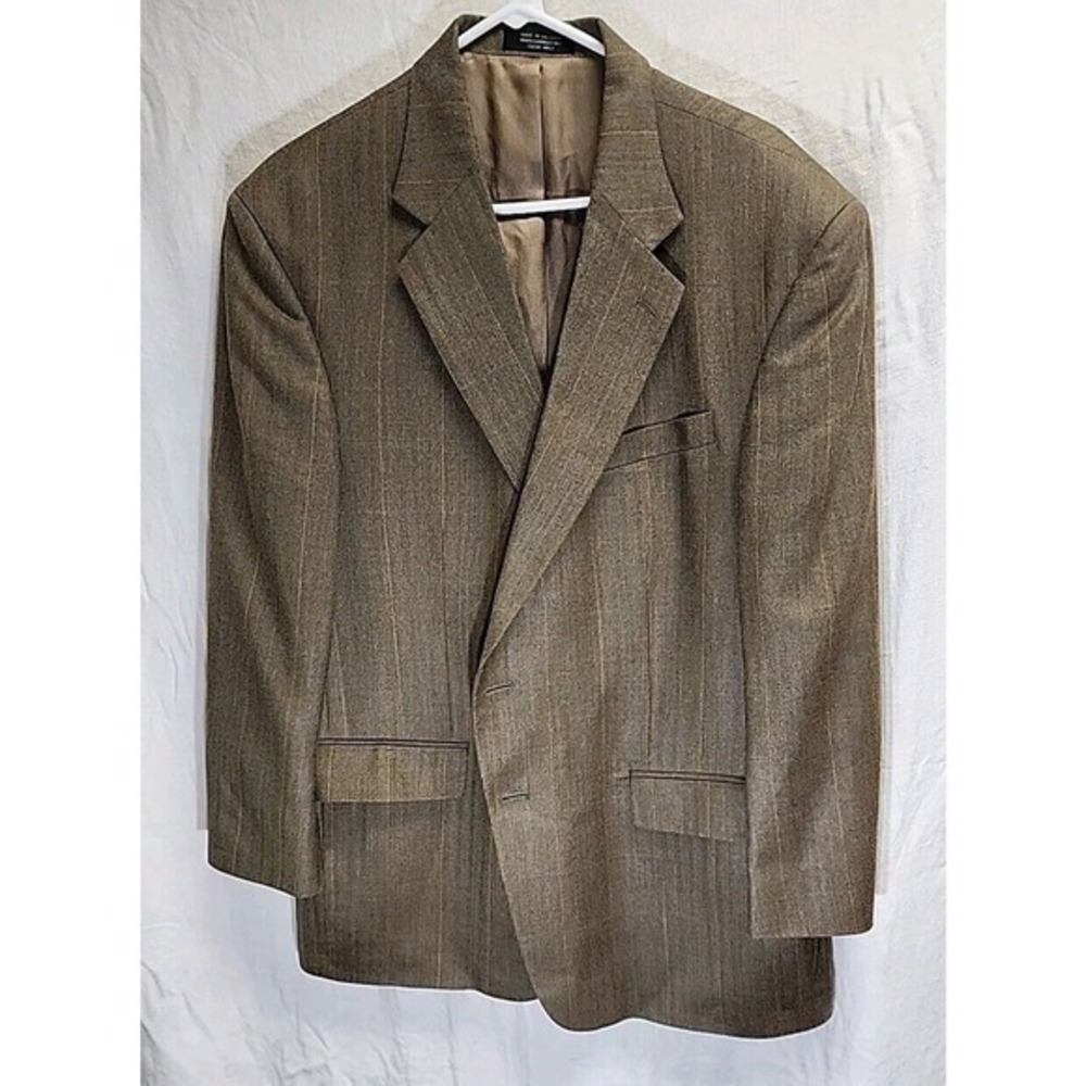 VERSINI Sport Coat Size 44R Silk Blend Blazer Shepherd's‎ Check Tan